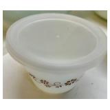 Vintage Pyrex and Glasbake Casserole and Bakeware Set with Lids, Brown Daisy Pattern