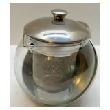 Set of 2 Purple Glass Mixing Bowls and Stainless Steel Glass Teapot with Infuser
