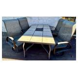 Outdoor Tile-Top Patio Table with 4 Swivel Mesh Chairs