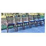 Set of 6 Vintage Wood Dining Chairs with Spindle Backs