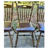 Set of 6 Vintage Wood Dining Chairs with Spindle Backs