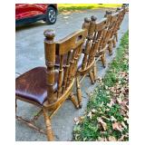 Set of 6 Vintage Wood Dining Chairs with Spindle Backs