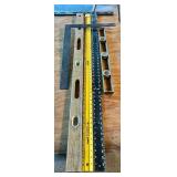 Group of 5 Hand Tools Including Squares, Rulers, and Levels