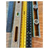 Group of 5 Hand Tools Including Squares, Rulers, and Levels
