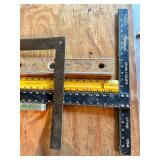 Group of 5 Hand Tools Including Squares, Rulers, and Levels