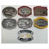 Collection of 7 Historical Construction Equipment Association CAT Belt Buckles Solid Brass