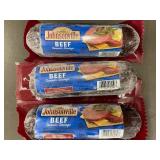 Lot of 3 12oz Johnsonville Beef Summer Sausage Rolls