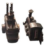 Die-Cast Metal Pencil Sharpeners, Steam Locomotive and a Steamboat Train Collectibles, Qty 2