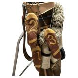 Vintage Golf Bag on a Pull Cart with Golf Clubs and Covers