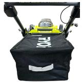 Ryobi 40V Brushless 20In Cordless Battery Walk Behind Push Lawn Mower with Charger, WITH BAG, No Battery; A