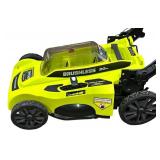 Ryobi 40V Brushless 20In Cordless Battery Walk Behind Push Lawn Mower with Charger, No Battery; No Bag; B