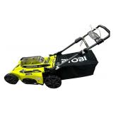 Ryobi 40V Brushless 20In Cordless Battery Walk Behind Push Lawn Mower with Charger, WITH BAG, No Battery; A