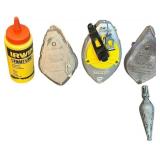 Chalk Line Reels (qty 3) with a Bottle of Chalk Powder