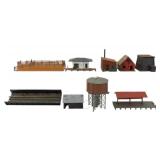 Vintage TYCO Operating SIgnal Man with Lighted Shack with Original Box HO Scale, Mulitple HO scale building kit module factory/store buildings with TYCO HO scale Virginian hopper car and an unloading 