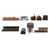 Vintage TYCO Operating SIgnal Man with Lighted Shack with Original Box HO Scale, Mulitple HO scale building kit module factory/store buildings with TYCO HO scale Virginian hopper car and an unloading 