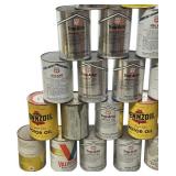 Vintage 24 Cans Motor Oil , Full except One Bottle, Pennzoil, Phillips 66, Valvoline, Mitchell