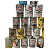 Vintage 24 Cans Motor Oil , Full except One Bottle, Pennzoil, Phillips 66, Valvoline, Mitchell