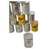 Vintage 24 Cans Motor Oil , Full except One Bottle, Pennzoil, Phillips 66, Valvoline, Mitchell