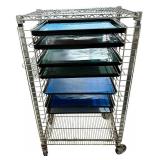 Quantum Storage Wire Shelving System with 7 Trays and Side Basket