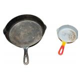 Vintage Cast Iron Skillet Bundle: Favorite PICUA WARE #9A / Le Creuset 6.25" #16 Flame Orange Enamel France Ring