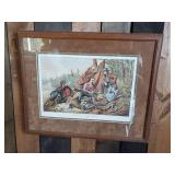 Awesome Litho Currier & Ives Camping in the Woods Framed artwork