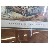 Awesome Litho Currier & Ives Camping in the Woods Framed artwork