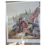 Awesome Litho Currier & Ives Camping in the Woods Framed artwork