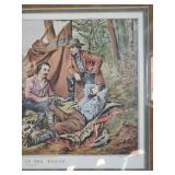 Awesome Litho Currier & Ives Camping in the Woods Framed artwork