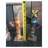 Native American Lot of Handcarved totem Poles, Displaly items, Hand drawn artwork