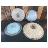 4 Vintage Stunning colored glass Lamp or Ceiling light Shades