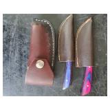 3 Stunning knives With Sheaths one Folding knife