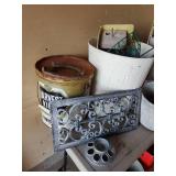 Large Lot of Garden Décor Metal Pails Metal Plant Stand Windmill Blades and much much more