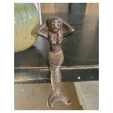 Mermaid Décor Lot  Small Cast Iron Mermaid Vase and Wall hanging Décor