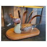 Gorgeous Vintage wood Carved Duck Lamp