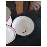 Enamel Vintage Pots and Bowl