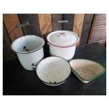 Enamel Vintage Pots and Bowl