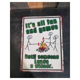 Its all Fun and Games Embossed Metal Sign