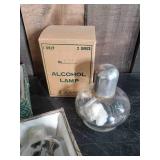 two Vintage Chinese Snuff Bottles With original Boxes and Small Alcohol Lamp