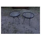 *2* Outdoor Glass Top Side Tables