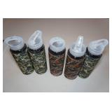 *5* Plastic Water Bottles with Camo Coozies