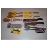 Assorted Kitchen - Tongs, Can Opener, Knife