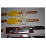 Assorted Kitchen - Tongs, Can Opener, Knife