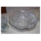 Vintage Glass Punch Bowls and Candy Dish