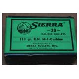 100 Sierra 30 Caliber 110 Gr RN M-1-Carbine Bullets