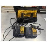 Two DeWALT Battery Chargers (DCB107 and DCB 107) with DeWALT Bag.  Tested. Work.
