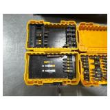 DeWALT Right Angle Attachment. Two Partially Complete Bit Cases and DeWalt Bag.