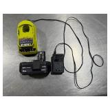Ryobi 18V Lithium Battery w/Charger. Tested. Works.