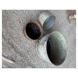Vintage bucket, pot , funnel and two roles of snow fence