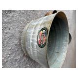 Vintage bucket, pot , funnel and two roles of snow fence