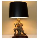 Vintage Brass Oriental Warrior Table Lamp